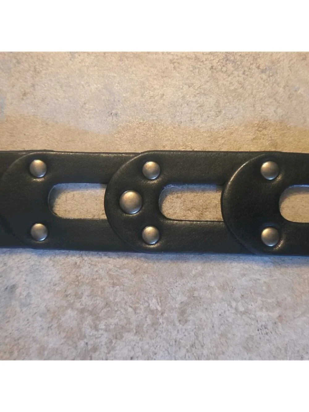 Small/Medium Black Tie Belt Fringe Boho Studded Hipster